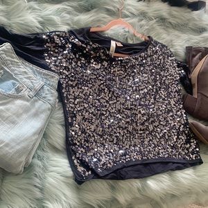 Sparkly Quarter Sleeve Top